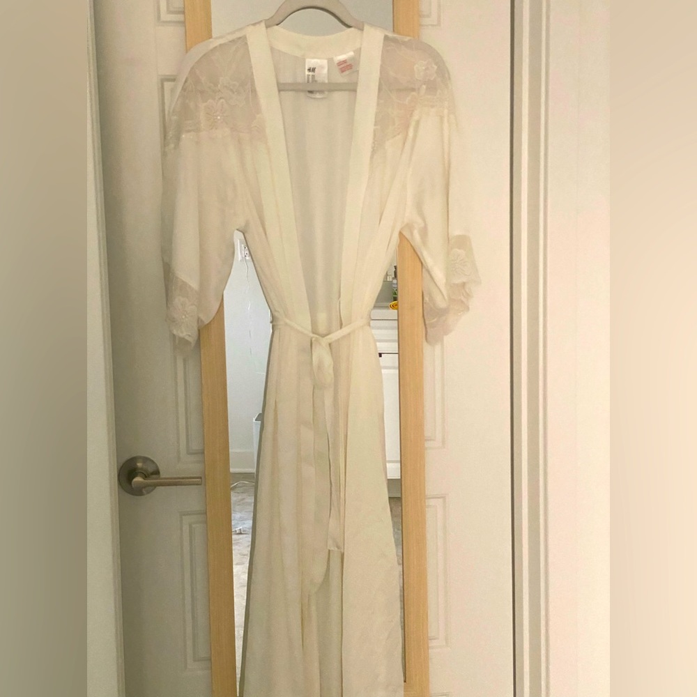 White Satin & Lace Robe